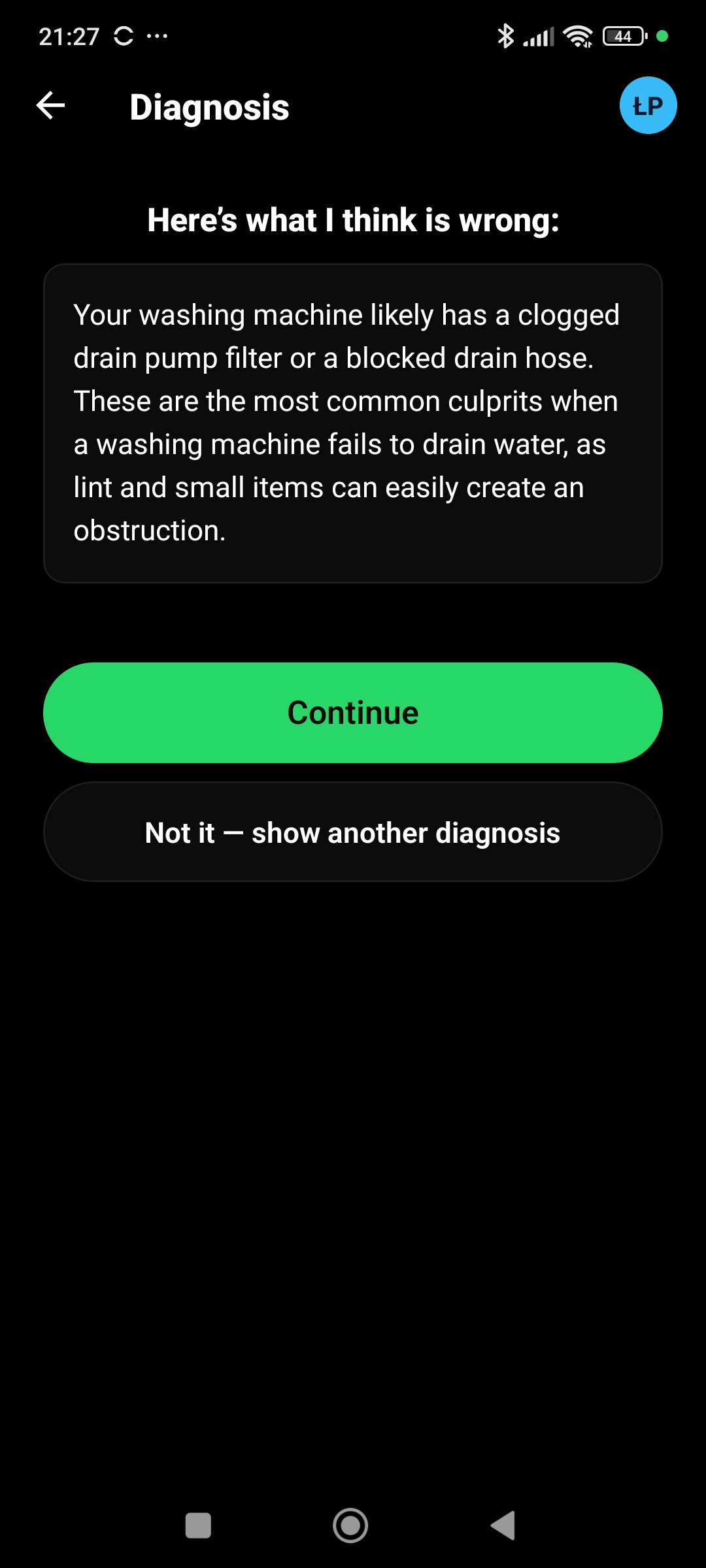 AI diagnosis result